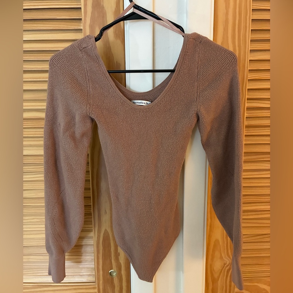 Abercrombie & Fitch Tan Ribbed Knit body suit size small